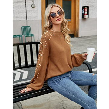 Blooming Jelly Women's Pearl Studded Chunky Sweater