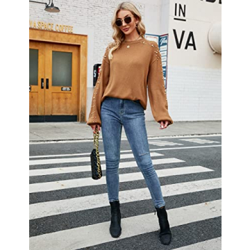 Blooming Jelly Women's Pearl Studded Chunky Sweater