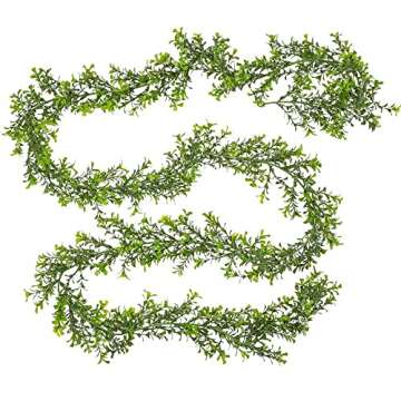 Factory Direct Craft Artificial Green Boxwood Garland - 9 Feet Long