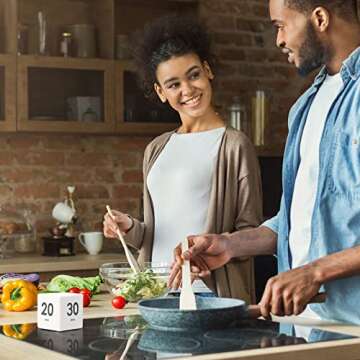 Cube Timer, Time Management and Countdown Settings with Gravity Sensor Flip Timer for Studying, Cooking, Reading, Exercise (15-20-30-60 Minutes) White