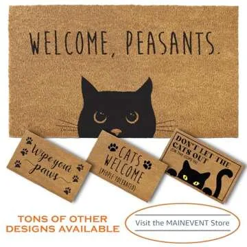 Welcome Peasants Cat Doormat 50x15 Inch, Black Cat Door Mat Funny Long Door Mat, Large Welcome Mat Outdoor, Cat Rug Black Cat Decor Cat Welcome Mat Large Door Mat Cat Doormat Coir Large Brown Door Mat