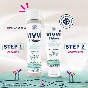 VIVVI & BLOOM 2-in-1 Baby Lotion, Face and Body, for Delicate & Sensitive Baby Skin, Hypoallergenic Lotion, Fragrance Free, 8.5 oz (Pack of 1)