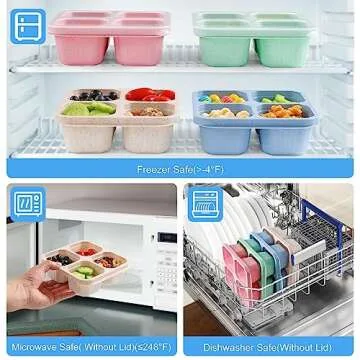 mzvcopm 4 Pack Snack Containers for Convenient Meal Prep