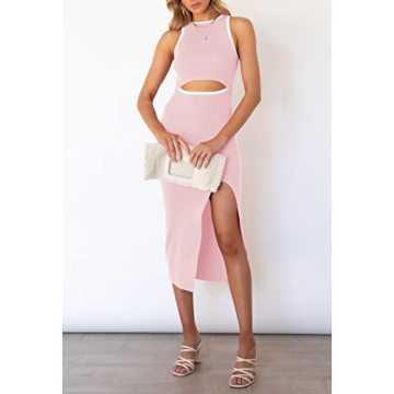 Chic Pink Queen Women's Bodycon Midi Dress with Side Slit
