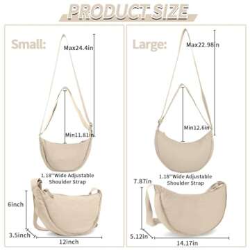 Nylon Crescent Crossbody Bag for Women Purses Trendy Men,Small Travel Sling Bag Hobo,Lightweight Fan...