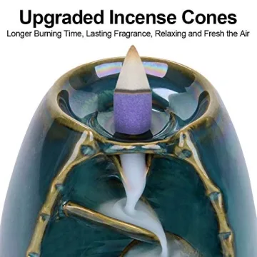 SPACEKEEPER Backflow Incense Burner with 120 Cones and Sticks