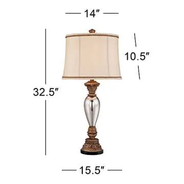Barnes and Ivy Alsace 32 1/2" Tall Large Traditional End Table Lamp Gold Silver Mercury Glass Single Living Room Bedroom Bedside Nightstand House Office Home Reading Kitchen Entryway Console Family