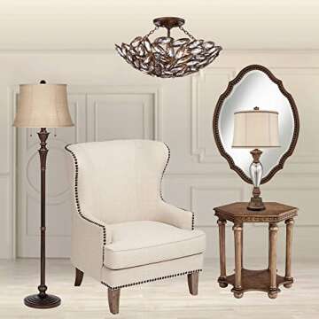 Barnes and Ivy Alsace 32 1/2" Tall Large Traditional End Table Lamp Gold Silver Mercury Glass Single Living Room Bedroom Bedside Nightstand House Office Home Reading Kitchen Entryway Console Family