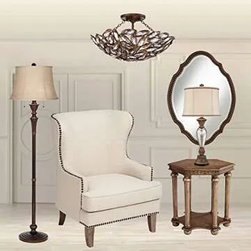Barnes and Ivy Alsace 32 1/2" Tall Large Traditional End Table Lamp Gold Silver Mercury Glass Single Living Room Bedroom Bedside Nightstand House Office Home Reading Kitchen Entryway Console Family