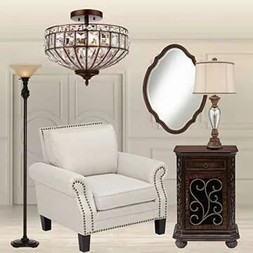 Barnes and Ivy Alsace 32 1/2" Tall Large Traditional End Table Lamp Gold Silver Mercury Glass Single Living Room Bedroom Bedside Nightstand House Office Home Reading Kitchen Entryway Console Family