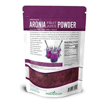 Alovitox Aronia Berry Powder | Antioxidant-Dense Juice Superfood with Dietary Fiber, Vitamins, Calcium, Iron, Boosts Immune System & Reduces Blood Pressure | RAW, Vegan, Non-GMO, Gluten-Free | 16 oz