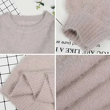 Meenew Women's Furry Pullover Sweater Dress - Stylish Comfort