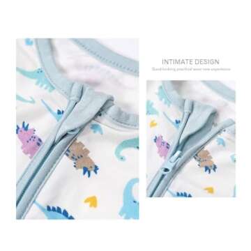 Teach Leanbh Unisex Baby 2 Pack Bamboo Viscose Pajamas with Mittens and Feet Cuffs Soild 2 Way Zipper Long Sleeve Romper Sleep and Play (3-6 Months, Lemon+Cream yellow)