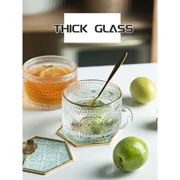 Bandesun Vintage Glass Coffee Mugs Set of 2 - Stackable Elegance