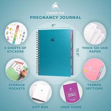 Clever Fox Pregnancy Journal & Memory Book - Pregnancy Planner & Notebook for Expecting Moms – Baby Keepsake, First Time Moms Gift (Aquamarine)