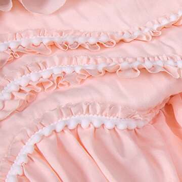 Lush Decor Kemmy Quilt Ruffled Textured 3 Piece King Size Bedding Set, Peach/Blush