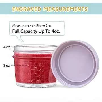 VITEVER 12Pack Glass Baby Food Storage Containers - 4 oz Baby Food Storage Jars With Lids, Baby Food Maker, Microwave, Dishwasher & Freezer Safe