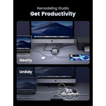 UGREEN 65W USB-C Charging Station with AC Outlet, Nexode 7-in-1 GaN Power Strip for Home, Office and Travel, with 3 AC, 2 USB C & 2 USB A, 6ft Extension Cord, for MacBook Pro, iPhone 16 Pro and More