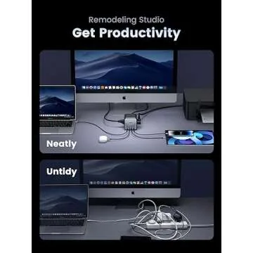 UGREEN 65W USB-C Charging Station with AC Outlet, Nexode 7-in-1 GaN Power Strip for Home, Office and Travel, with 3 AC, 2 USB C & 2 USB A, 6ft Extension Cord, for MacBook Pro, iPhone 16 Pro and More