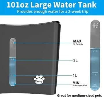 Cat Water Fountain, Whisper Quiet 101oz Cat Fountain Pet Water Fountain, Cat Drinking Bowl, Water Fountain for Cats Inside, Cat Water Dispenser with LED Light, w/ 1 Cat Waterer Filter