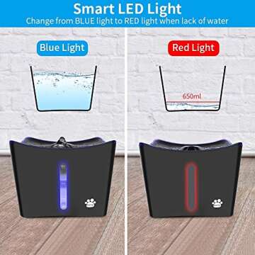 Cat Water Fountain, Whisper Quiet 101oz Cat Fountain Pet Water Fountain, Cat Drinking Bowl, Water Fountain for Cats Inside, Cat Water Dispenser with LED Light, w/ 1 Cat Waterer Filter