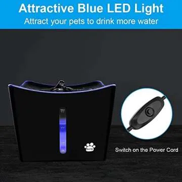 Cat Water Fountain, Whisper Quiet 101oz Cat Fountain Pet Water Fountain, Cat Drinking Bowl, Water Fountain for Cats Inside, Cat Water Dispenser with LED Light, w/ 1 Cat Waterer Filter