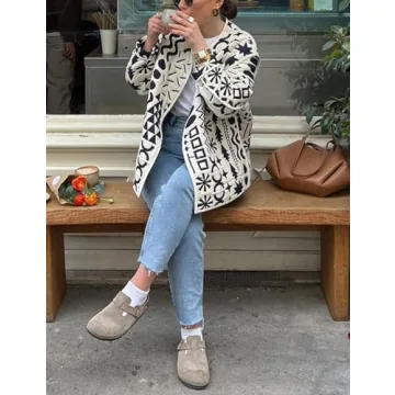 Yimoon Women's Quilted Puffer Jacket Lightweight Floral Print Padded Coat Button Down Puffy Cardigan Outwear(White-L), Large