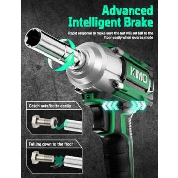 KIMO Cordless Impact Wrench, 550N.m/406ft-lbs, 7Sockets,3Inch Extension Bar, High Torque Impact Brushless Wrench with 3/8" Chuck, 3000 RPM, 3000mAh Li-ion Battery, Charger, Power Impact Wrench for Car