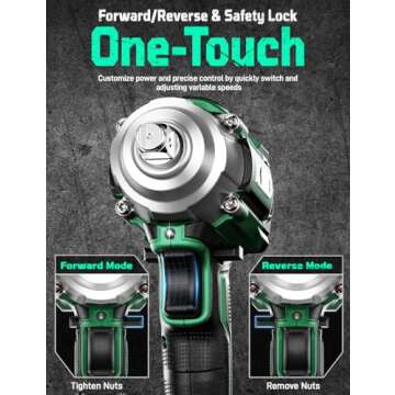 KIMO Cordless Impact Wrench, 550N.m/406ft-lbs, 7Sockets,3Inch Extension Bar, High Torque Impact Brushless Wrench with 3/8" Chuck, 3000 RPM, 3000mAh Li-ion Battery, Charger, Power Impact Wrench for Car