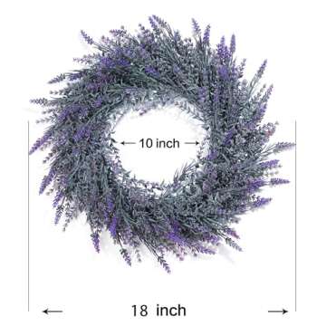DDHS Lavender Wreaths for Front Door, 18inch Artificial Farmhouse Wreaths for Wall Window Party Wedd...