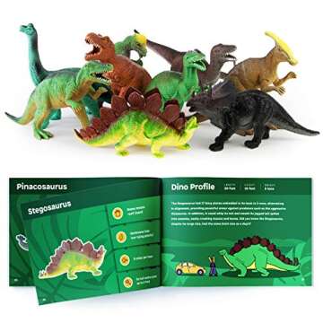 Boley 12 Pack 9-Inch Educational Dinosaur Toys - Kids Realistic Toy Dinosaur Figures for Cool Kids a...