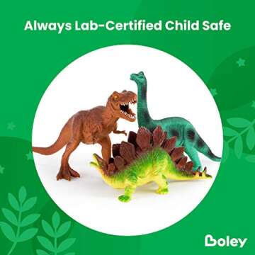 Boley 12 Pack 9-Inch Educational Dinosaur Toys - Kids Realistic Toy Dinosaur Figures for Cool Kids and Toddler Education! (T-Rex, Triceratops, Velociraptor, and More!)