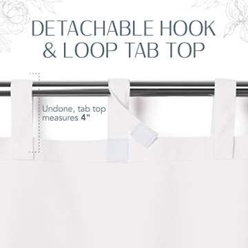 Elrene Home Fashions Matine Weatherproof Tab-Top Indoor/Outdoor Solid Color Curtain Panel for Porch, Pergola, Patio, Deck, 52”W x 84”L, White