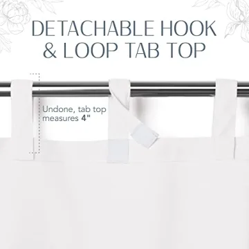 Elrene Home Fashions Matine Weatherproof Tab-Top Indoor/Outdoor Solid Color Curtain Panel for Porch, Pergola, Patio, Deck, 52”W x 84”L, White