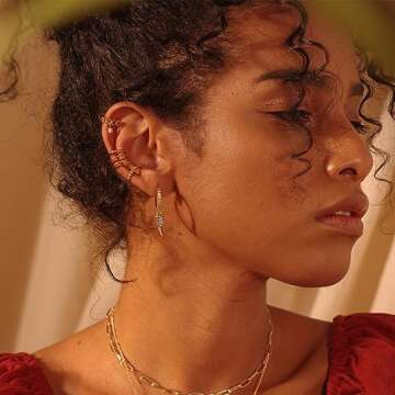 FETTERO Gold Plated Hoop Dangle Earrings Lightweight Drop Huggie Hoop Earrings for Women Hypoallergenic Earrings Dainty Wear - Cone Hoops