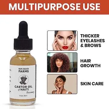 Papa Rozier Farms Rosemary Pure Organic Castor Oil of Haiti - Cold Pressed - Hexane Free - Hair Growth Treatment - Hair Growth for Thicker Eyelashes and Eyebrows - Hair Loss Treatment, Pack of 1