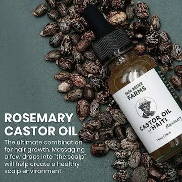 Papa Rozier Farms Rosemary Pure Organic Castor Oil of Haiti - Cold Pressed - Hexane Free - Hair Growth Treatment - Hair Growth for Thicker Eyelashes and Eyebrows - Hair Loss Treatment, Pack of 1