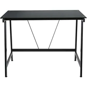 OneSpace Contemporary Glass-Top Desk for Small Spaces, Small Writing Desk, Black