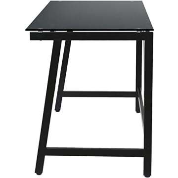 OneSpace Contemporary Glass-Top Desk for Small Spaces, Small Writing Desk, Black