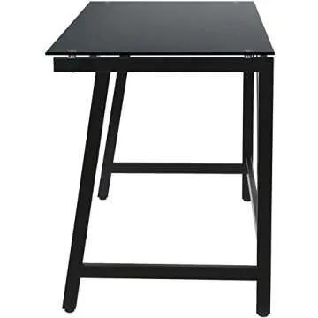 OneSpace Contemporary Glass-Top Desk for Small Spaces, Small Writing Desk, Black