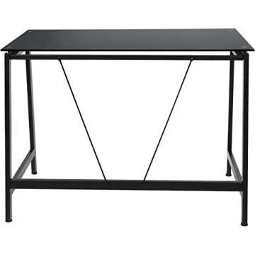 OneSpace Contemporary Glass-Top Desk for Small Spaces, Small Writing Desk, Black