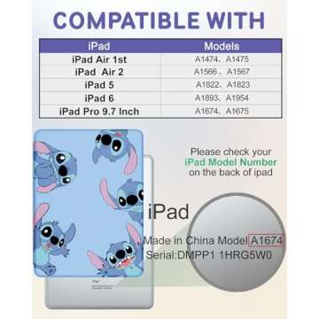 Trendy Fan Portable Electronic Device Cover, iPad Air 2/1 & iPad 5/6/Pro 9.7 inch Case for Boys Kids...