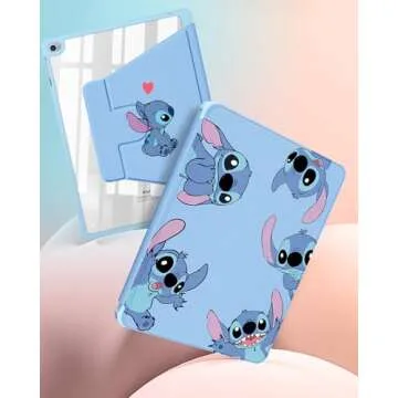 Trendy Fan Portable Electronic Device Cover, iPad Air 2/1 & iPad 5/6/Pro 9.7 inch Case for Boys Kids Teen Girls, 360° Rotating Folio Stand Pencil Holder, Blue