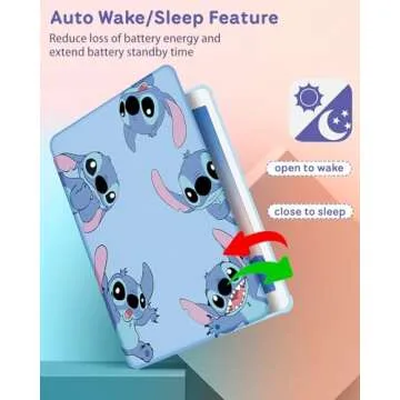 Trendy Fan Portable Electronic Device Cover, iPad Air 2/1 & iPad 5/6/Pro 9.7 inch Case for Boys Kids Teen Girls, 360° Rotating Folio Stand Pencil Holder, Blue