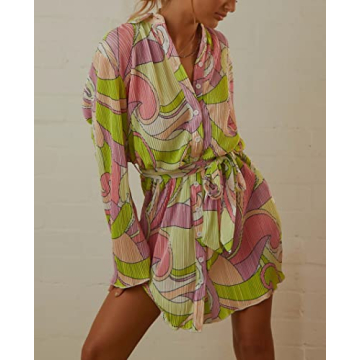 NUFIWI Pleated Mini Shirt Dress for Stylish Comfort