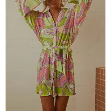 NUFIWI Pleated Mini Shirt Dress for Stylish Comfort