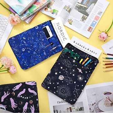 3 Pack Book Protector Sleeve with Zipper for Book Lovers Covers Protector Bag Pouch Bookish Gifts Canvas Paperback Cover Washable Pouch Pocket, Medium 11 x 8.7 Inch(Patterns Style)