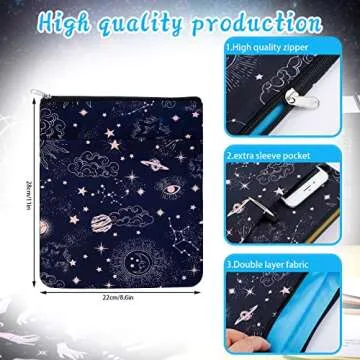 3 Pack Book Protector Sleeve with Zipper for Book Lovers Covers Protector Bag Pouch Bookish Gifts Canvas Paperback Cover Washable Pouch Pocket, Medium 11 x 8.7 Inch(Patterns Style)