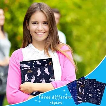 3 Pack Book Protector Sleeve with Zipper for Book Lovers Covers Protector Bag Pouch Bookish Gifts Canvas Paperback Cover Washable Pouch Pocket, Medium 11 x 8.7 Inch(Patterns Style)