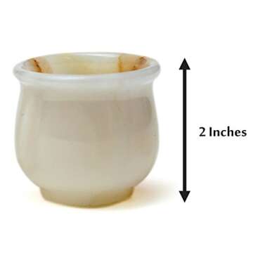 Radicaln Marble Set of 2 Mini Wine Glasses 2" Inch 1.5 oz White Onyx Handmade Tequila Shot Glass - Bar Glass for Home kitchen Decorative small vodka glass